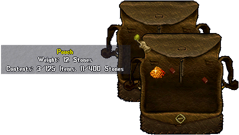 Screen shot of a bag with the cursor hovering over a package, showing total items and weight