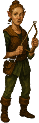 A quietly intense Elf who looks like she can knock a coin off a goblin’s head - and probably did, for lunch money.
